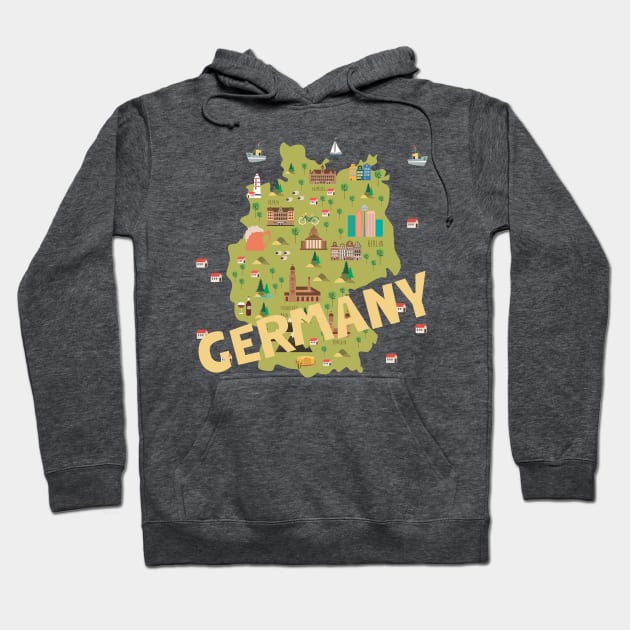 Germany Illustrated Map Hoodie by JunkyDotCom
